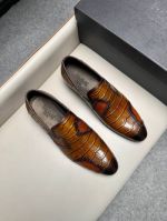 Berluti Black and brown calfskin Leather Shoes-Berluti Man Business Leather Shoes